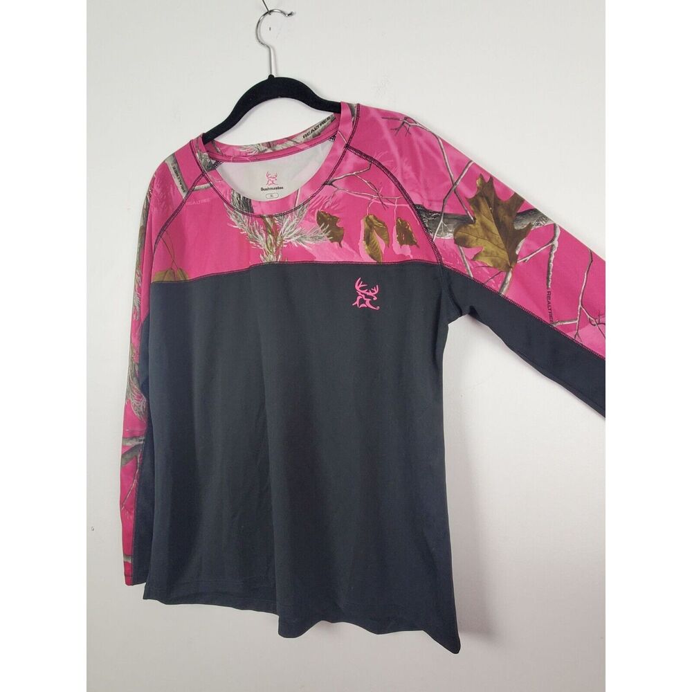 Bushmaster Long Sleeve Pullover Shirt XL Womens Pink‎ Camo Crew Neck Hunting - Picture 3 of 5